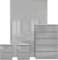 Wardrobe and Chest of Drawers Bedroom Furniture Set with 3 Door Wardrobe & 5 Drawer Chest of Drawer 2x Bedside Cabinets Table Cabinet for Bedroom Storage Furniture Set Grey