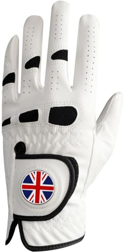 AMRTA Golf Gloves Men Left Right Hand With Ball Marker Leather 1 Pack, Right Handed Golfer Gloves Anti-slip Grip Soft Comfortable Breathable (XL, Left)