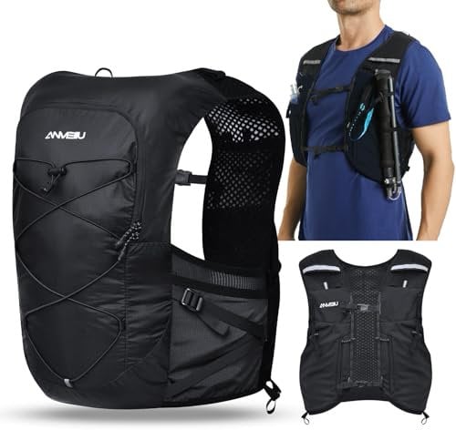 ONDACORE Trinkrucksack 5L Ultraleichter Trail Laufrucksack, Laufweste Damen Herren, Multifunktionsrucksack Laufen, Marathon, Radfahren, Jogging, Trailrunning Rucksack(Schwarz, L)