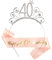 Ouceanwin Geburtstagskrone Schärpe Frau Deko Set, Kristall Tiara Krone 40. Geburtstag Frauen Deko Strass Haarreif Stirnband Geburtstag Geschenk für 40 Jahre Frau Geburtstag Party Deko