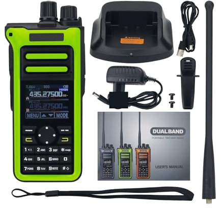 GT-10 15W Walkie Talkie UHF VHF Radio Marina FM Am Receptor De Radio Pantalla De Doble Frecuencia For Viajes por Carretera con Radioaficionado Sonido Claro(Green)