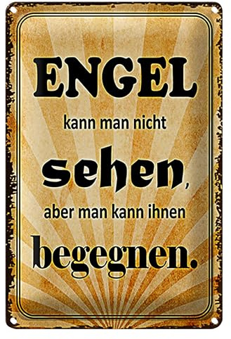 Nostalgisches Blechschild 'ENGEL kann man nicht sehen, aber man kann ihnen begegnen' | Vintage-Dekoration für Zuhause und Büro | 20 cm x 30 cm
