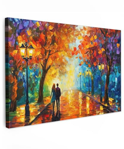 MuchoWow© Wandbilder Groß 120x80 cm XXL Schlafzimmer Home Deko Wohnung Bild Wohnzimmer Fotoleinwand Wand Bilder Leinwand Wall Decor Ehepaar - Liebe - Wald - Kunst
