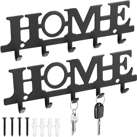 bayidun Porte-clés mural Home, porte-clés mural noir, tableau à clés avec 5 crochets, porte-clés pour la décoration murale à la maison (Home)
