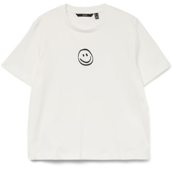 VERO MODA Damen Vmsara Mette Ss Top Box JRS Ga Noos, Snow White, Small