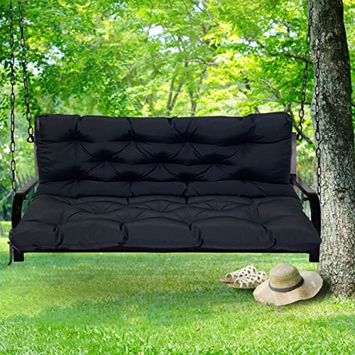 MIFXIN Garden Bench Cushion 2/3/4 Seater - Waterproof Outdoor Patio Swing Cushion with Backrest, Sun-Resistant & Easy to Clean, Perfect for Porch, Hammock, Garden Furniture (Black, 150 * 100 * 10cm)