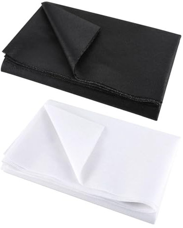 2 Meter Bügelvlies Stoff 100 x 100 cm Aufbügelbare Vlies zum Aufbügeln Aufbügelbarer Vliesstoff Einlagestoff 30g/m² Leichtes Gewicht Bügelflies für Nähen Basteln Heimwerken Stickereien(Schwarz,Weiß)
