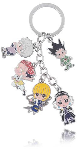 SUJEBRAN HunterxHunter Figurine Porte Clef Anime Figure Accessoires Cosplay Cinq Caractères Keychain Jouet Merch