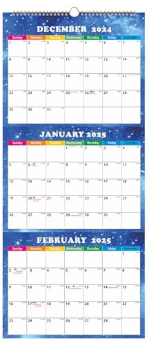 Monatsplaner 2025 | Vertikaler 3-Monats-Wandkalender, einfache Planungserinnerung, Dezember 2024 - Januar 2026, Zeitmanagement für Teenager-Frauen