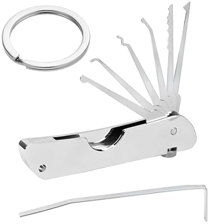 Generisch 7 In 1 Schlossöffnungsset, Edelstahl Kamm Lock Picks, Professionelles Schlosser Werkzeug, Tragbares Lockpicking Kit, Dekompressionswerkzeug Pick Set (1)