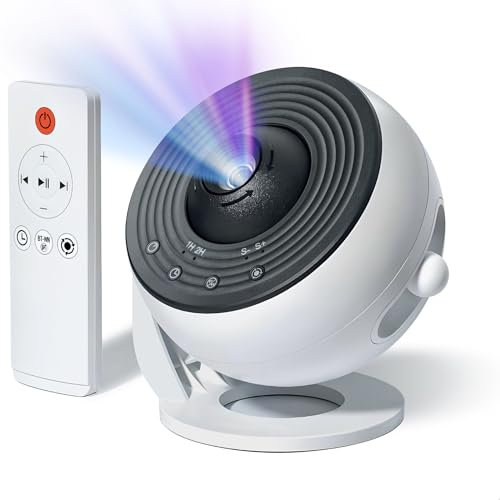YESUBELU Galaxy Projector, Star Projector Pro - Wider Sharper Projection, Home Planetarium for Bedroom, with 13 Theme Discs, 15 Sleep Aid White Noise, Remote Control, Timer, Bluetooth Play (White)