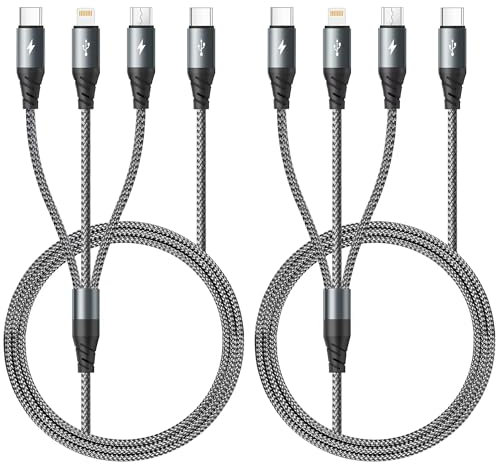 Câble Chargeur Multi Embout,[1.8M 2Pack] Chargeur 3 en 1 Câble Cable USB C vers Lightning avec iP Micro USB Type C Lightning Cable Chargeur Universel pour iPhone 16 15 14,iPad Pro, MacBook,Galaxy