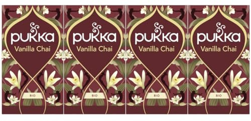 Pukka Tee, Bio-Gewürzteemischung Vanilla Chai, 4er Pack, 80 Teebeutel