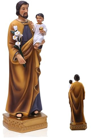 Kalastussaari St. Joseph Statue, 8 Zoll religiöse Geschenke mit Kind, langlebige Väter Tagesgeschenke für Innenräume, Wohnkultur
