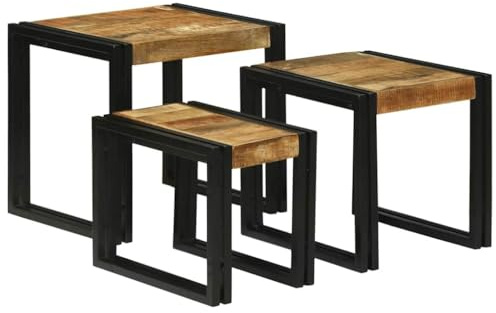 vidaXL Nestingtisch 3 STK. Braun und Schwarz 50 x 40 x 45 cm