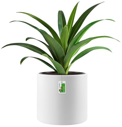 Zylindrischer Blumentopf 44l aus Kunststoff - 39 x 38 cm - Pflanzkübel im Industrial Design Blumenkübel mit Einsatz, robuster Pflanztopf für Moderne Arrangements, Weiß