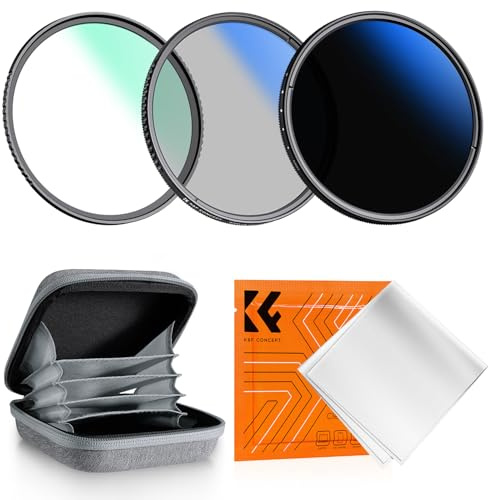 K&F CONCEPT 72mm Kit Filtre UV et Polarisant CPL et ND2-400 Variable et Chiffon pour Objectif Appareil Photo