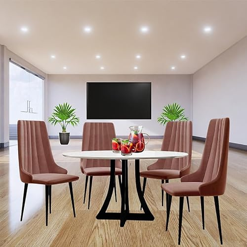 Agritrade AK ORION 03 100 Modern Set Table with Upholstered Chairs Quilted Velvet White Black and Pink