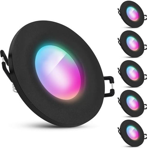 SSC-LUXon 6 Stück BEDA LED Einbauleuchten schwarz rund IP65 - SMART 4W RGB CCT dimmbar 230V - moderne Strahler für Innen & Außen