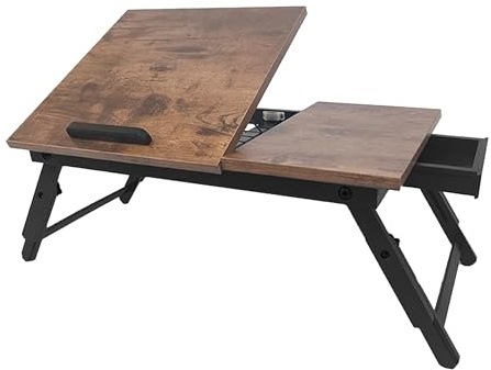 Relaxdays Laptoptisch für Bett & Couch, klappbarer Betttisch, Bambus, höhenverstellbar, Betttablett, Dunkelbraun/schwarz