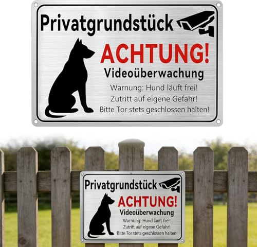 Cartel Videovigilancia 30 x 20cm Reutilizable Advertencia De Perro Aluminio Carteles Perro Peligroso Con 4 Agujeros Para Áreas Interiores y Exteriores
