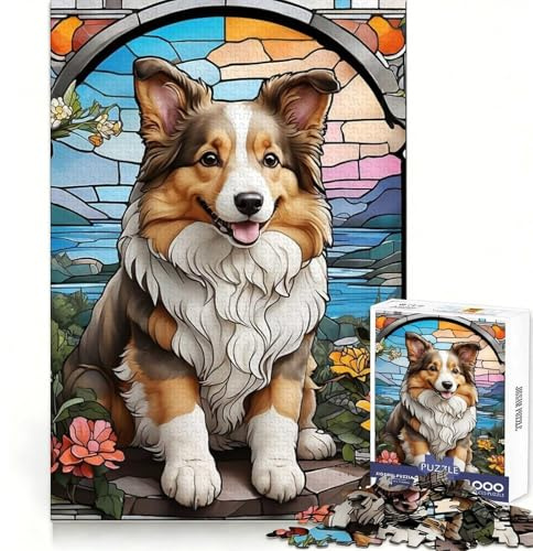 Border Collie Puzzle für Erwachsene, 1000 Teile, Gehirntraining, stressfreier Spaß, scharfe Kanten, durchdachtes Geschenk (38x26cm)