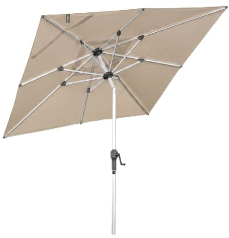 anndora Aluminium Sonnenschirm 2 x 2 m quadratisch - Sonnenschirm mit Kurbelsystem für Balkon, Garten Terrasse - Farbe Dark Natural