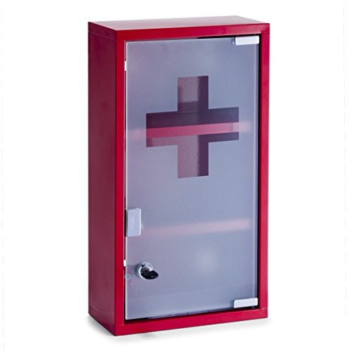 Zeller 18468 Medizinschrank, Metall / 25 x 12 x 45, rot, rechteckig