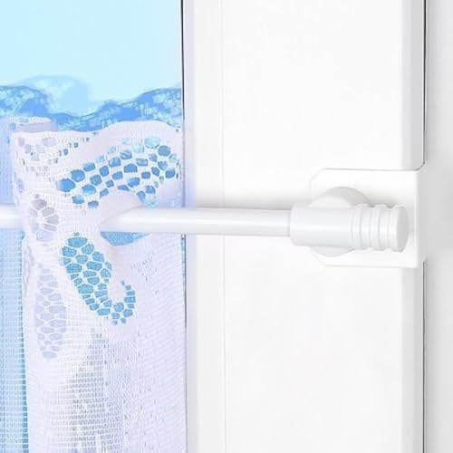 Gardinenstange Basic Fix-Klick, ausziehbar, weiß, Klemmstange, Spannfix, inkl. Fensterhaken/Befestigung, Klemmbereich von 15-20 mm, verschiedene Längen (55-80 cm ausziehbar)