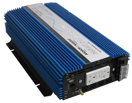 AIMS 2000W 12V Pure Sine Inverter 120V ETL Listed w/USB PWRI200012120S