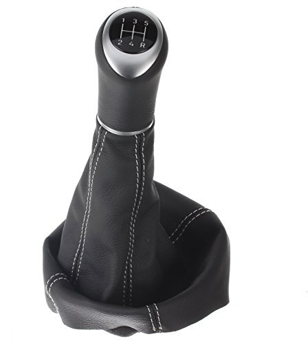 ICT Schaltknauf Schalthebel rot beleuchtet Schaltsack Schaltmanschette Leder, Naht silber, 5 gang kompatibel mit: Opel Astra G Coupe/Cabrio/CC/OPC 1998-2005