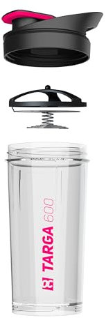 Rockitz Premium Protein Shaker 500ml - erstklassige Mischfunktion mit Infusion Sieb - für super cremige Fitness Eiweiß Shakes, Proteinshake Becher,Transparent | Rosa