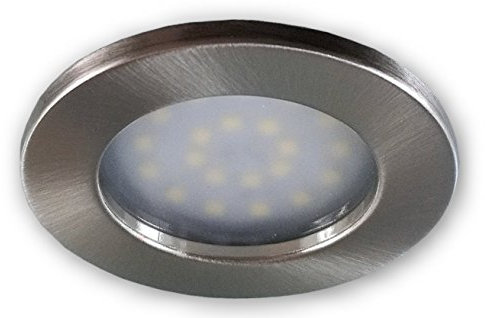 LICHT DISCOUNT LED Möbel Einbaustrahler 230V | Ultra flach 22mm | Möbelleuchte Schrankleuchte 2W 2700K warmweiß Beleuchtung | Einbauleuchte Küchen Unterbauleuchte Lampe Spot alu gebürstet |