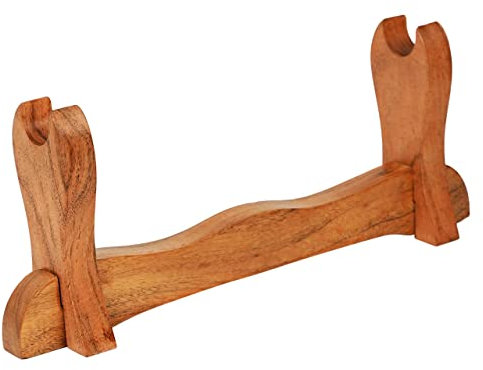Mythrojan Sword Holder Solid Wood Medieval Sword Stand Gladiator Sword Wall Display Sword Wall Mount Samurai Katana Crusader Knife Rack for Display - One Tier Stand