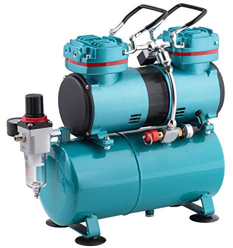 Compressore Aerografo Professionale Aerografo professionale per modellismo + Manometro + Regolatore di pressione e flusso + Prefiltro | Ottimo per l'uso in studi fino a 4 postazioni