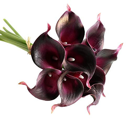 Gshy Kunstblumen Arum Lilien Calla Touch Realistische Blumen für Blumensträuße Hochzeit Haus Hotel Garten Stoff 4 Stück (Purpur)