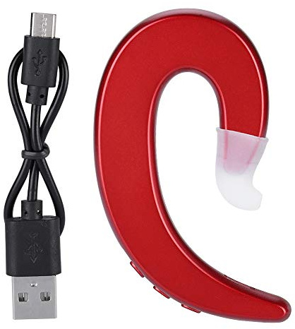 Garsent Drahtlos Kopfhörer mit Ohrbügel, 2,4 GHz Wireless Ohrbügel Headset Freisprecheinrichtung mit Mikrofon Drahtloser Bluetooth Kopfhörer für Sport,Jogging,Laufen(rot)