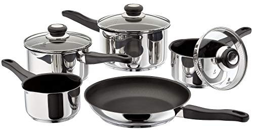 Judge J3C1EA Vista Non-Stick Draining 5 Piece Saucepan Set, Stainless Steel