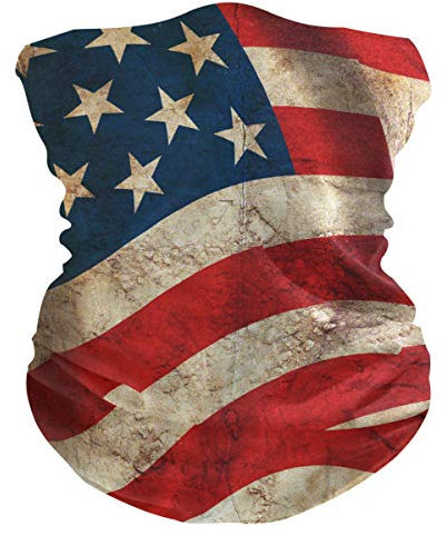 BIGJOKE Gesichtsmaske mit amerikanischer Flagge, USA-Druck, winddicht, UV-Schutz, Bandana, Kopftuch, waschbar, Halstuch, Stirnband für Damen und Herren, Outdoor-Aktivitäten, Staub, Yoga, multi, size
