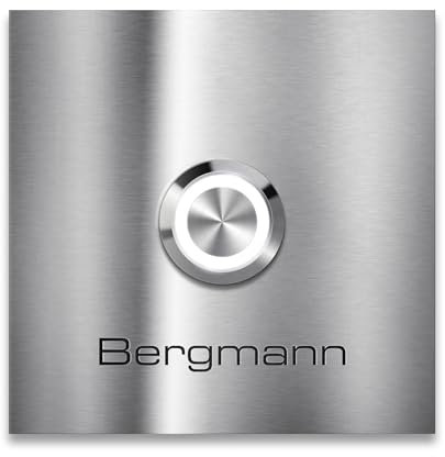 Metzler Edelstahl Türklingel Bergmann - Quadratische Haustürklingel aus Edelstahl V2A - Made in Germany - LED Drucktaster der Klingel Haustür in verschiedenen Farben wählbar - Größe: 6 x 6 cm