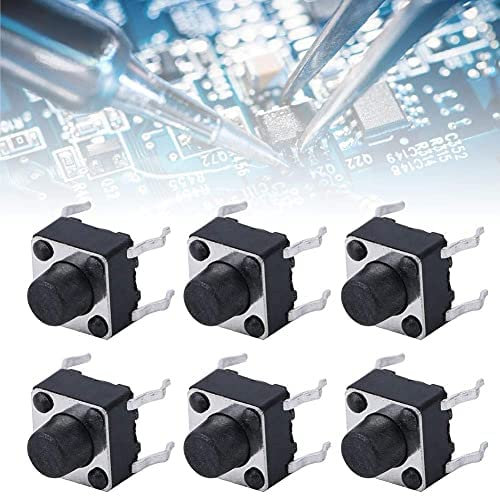 Interruptor de Botón Táctil Momentáneo de 100 Piezas Pulsadores Botones Electrónicos Mini Interruptor de Tacto Micro Accesorio 6 X 6 X 6 Mm