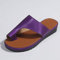 XWCG Sandali Zeppa Donna Scarpe Punta Aperta Ciabatta Estiva Pelle Sandali Bassi Platform Moda Sandali con Zeppa Ciabatte Antiscivolo Morbido Estate,Viola,38