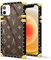 iPhone 12 Pro Max Case, Brown iPhone 12 Pro Max Cases Square Case Luxury Elegant Women Girls Designer Metal Decoration Corner Classic Retro Soft TPU Case for Apple iPhone 12 Pro Max