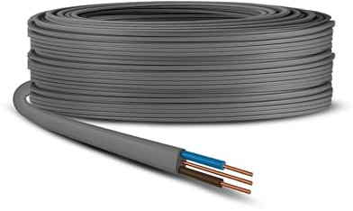 Primes DIY Electric Socket wire cable 2.5mm Twin and Earth Flat Grey PVC Lighting Electric Cable 6242Y electrical Wire BASEC Approved (7 Meter)