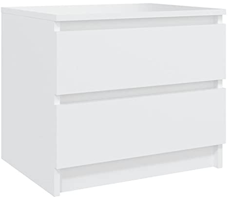 vidaXL Nachttisch mit 2 Schubladen Nachtschrank Nachtkonsole Nachtkommode Schlafzimmer Schrank Kommode Weiß 50x39x43,5cm Holzwerkstoff