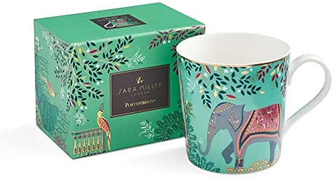 Portmeirion Home & Gifts Sara Miller London - Mug- Elephant's Oasis, Light Jade (SMIJ78914-XG)