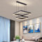 Modern LED Pendelleuchte Wohnzimmer Büro Schwarz Quadrat Hängelampe Acryl Höhenverstellbar Hängeleuchte Dimmbar Mit Fernbedienung Innenbeleuchtung Pendellampe Schlafzimmer Büro Kronleuchter,2 rings