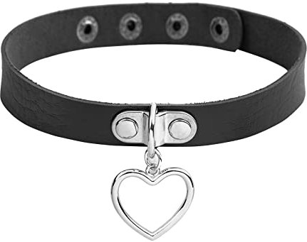 MILAKOO Punk Rock Choker Damen Gothic Lederhalsband mit Anhänger Herz Punk Halsband Frauen schwarz