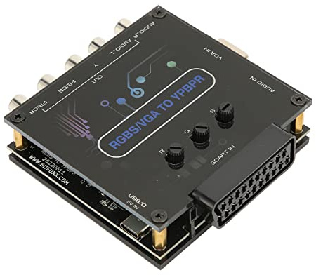 RGBS VGA SCART to YPBPR Converter, Component Converter Support Sound Left and Right Channel Input SCART, for SFC for for N64 for for for MD for Saturn