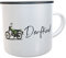 Tasse Dorfkind Emaille-Becher Kaffeetasse mit Spruch Emailletasse Dorfkinder Blechtasse Landfrauen (Moped grün)